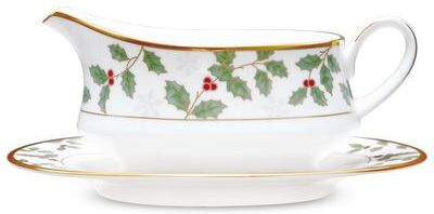 Noritake Holly & Berry Gold Gravy with Tray (2-Pieces), 13 oz.
