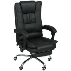 STILVORA Bürostuhl Massagesessel 64x70x118 cm Schwarz mit Vibrationsmassage Wärmefunktion Fußstütze höhenverstellbar 135 Grad Rückenlehne