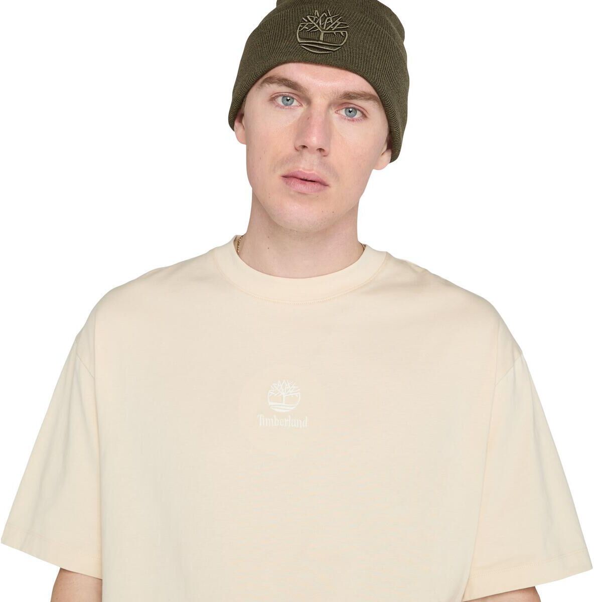 T-Shirt TIMBERLAND "HAMPTHON Tonal Stack Logo Tee", Herren, Gr. L, beige (natur), Obermaterial: 100% Baumwolle, Rundhals, Shirts T-Shirt, mit Rundhalsausschnitt, aus Baumwolle natur L