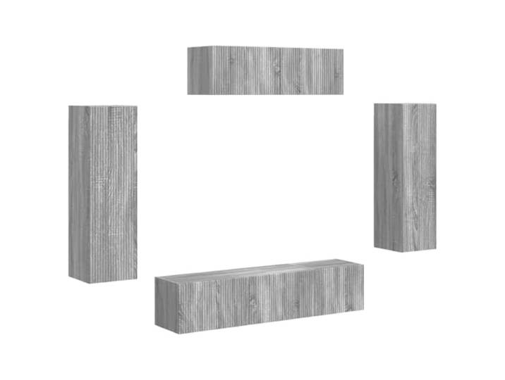 GHVBNMF TV-Lowboard Schrank Wandmontiert 5-teilig Set Graues Sonoma Platzsparendes Hängeboard Set für Wohnzimmer und Schlafzimmer mit viel Stauraum für Receiver und Dekoration.