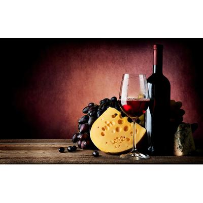 Fototapete PAPERMOON "Wein mit Käse", bunt, B:4m L:2,6m, Vlies, Tapeten