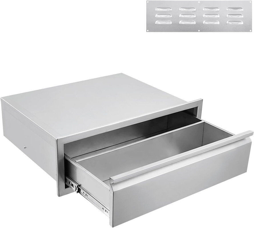 FXSGER 76.2cm W x 58.4cm H x 25.4cm D Outdoor Kitchen Drawers, Flush Mount Triple Access BBQ Drawers,BBQ Island Drawers - Outdoor Kitchen Cabinets for Patio 25.4cm H X 69.6cm W X 58.4cm D
