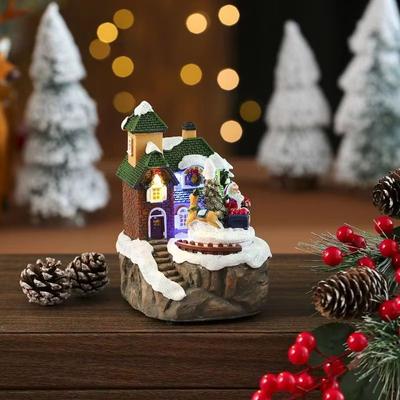 Inspired Finds Rotating LED Christmas Music Box Glowing Holiday Ornament Decorative Gift green Roof