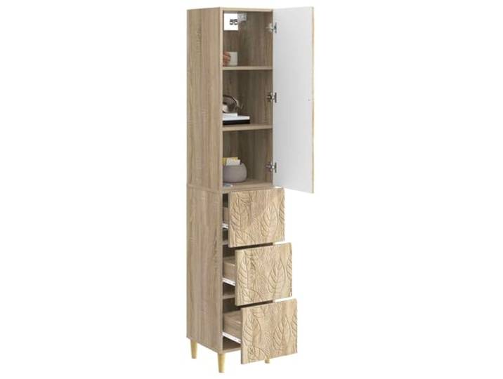 KTHLBRH 2-teiliges Schrank-Set Eiche Sonoma 33 x 34,5 x 90 cm Technisches Holz, 3 Schubladen, 2 Einlegeböden, 1 Tür, Montage erforderlich