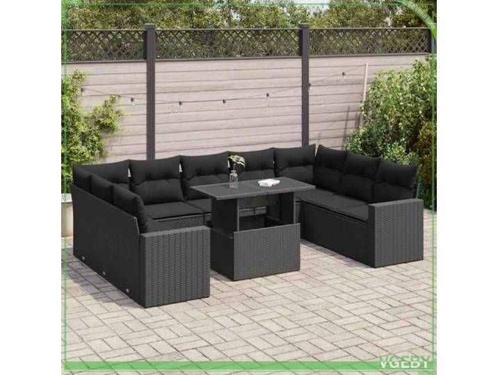 Salon de jardin - 3326376 - Résine tressée noir - 10 pcs (10 personnes) - Rangement avec sac étanche