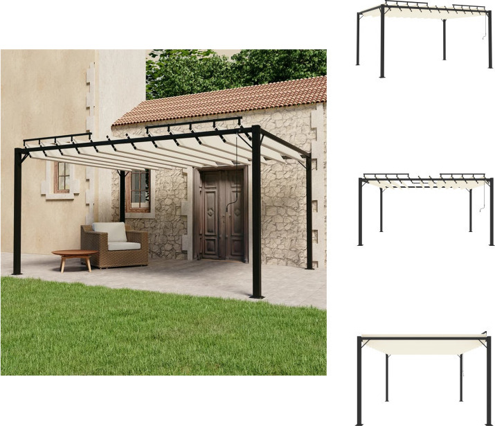 vidaXL Pavillon mit Lamellendach 3x4 m Creme Stoff und Aluminium - Pavillons & Partyzelte