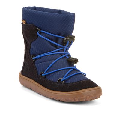 Barfußschuh FRODDO "BAREFOOT TEX TRACK", Mädchen, Gr. 25, blau, Textil, Veloursleder, Schuhe Barfußschuh, Snowboots, Winterstiefel mit TEX-Membrane