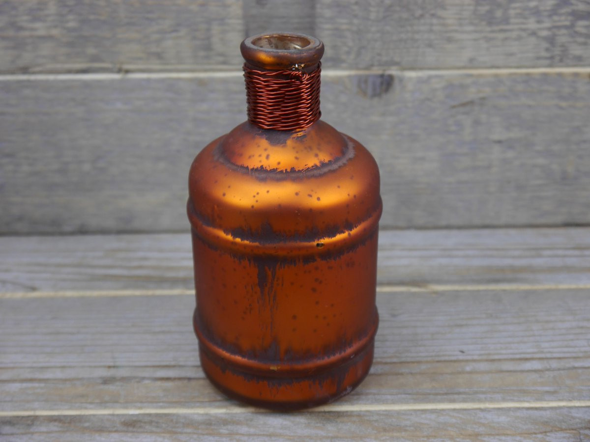 Sense Decoratieve vaas met opdruk - Vintage stijl - Koper antiek - 2 stuks