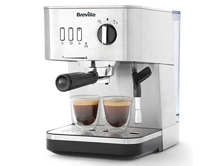 Breville Bijou machine à expresso Machine à expresso\, cappuccino et latte automatique et manuelle Pompe 15 bars Buse vapeur Coloris argent [VCF149X]