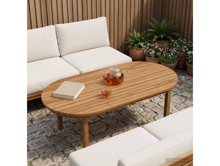 PHGTYUK Ovale Tischplatte Massives Teakholz 100 x 50 x 3,5 cm Natur Wasserbasierte Oberfläche, Für Innen Und Außen, Einfache Pflege, Kein Zusammenbau Nötig