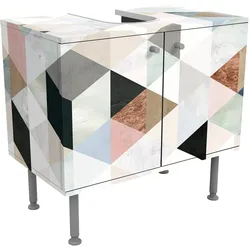 WASCHBECKENUNTERSCHRANK Aquarell-Mosaik mit Dreiecken I 60/55/35 cm