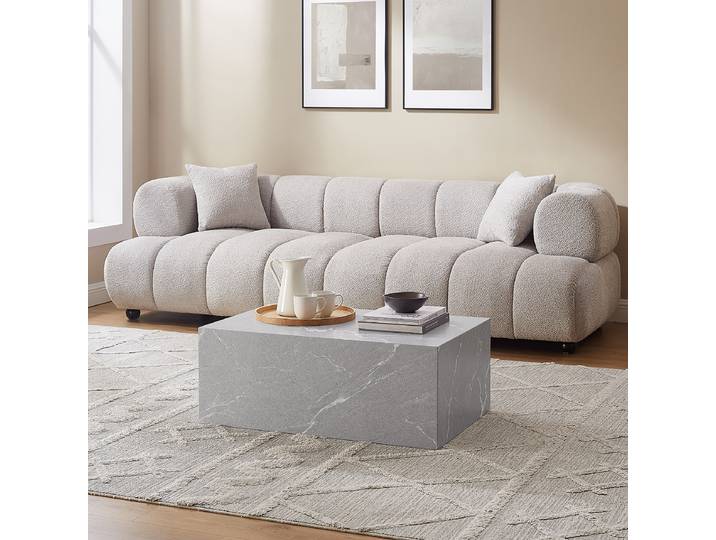Table basse rectangulaire Zelale 90 x 35 x 60cm Gris/Imitation marbre gris