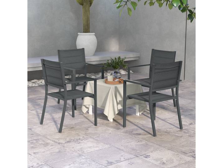 Outsunny Chaises Jardin Alu Textilène x4 Extérieur