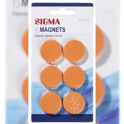 SIGMA Magnete, Polystyren, Ø 3.2 cm, orange, 6 Stück