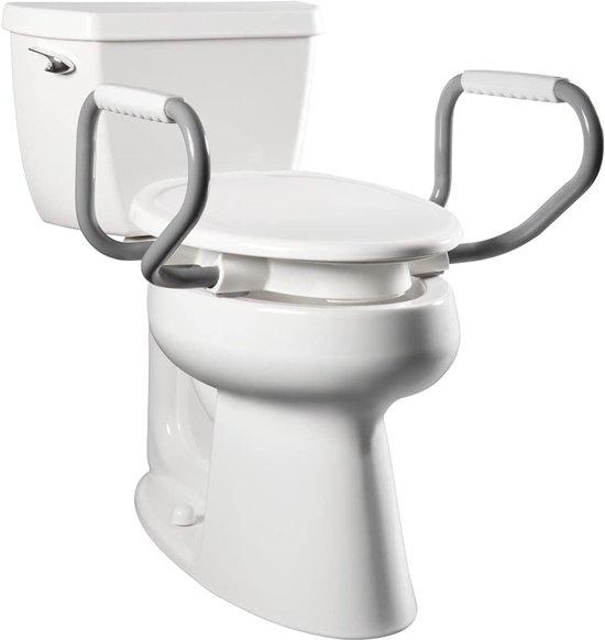 Famanu Erhöhte Toilettensitz mit ergonomischen Haltearmen und leicht zu reinigendem Schutz - 3 Zoll höher