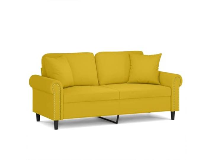 RJPLMFV 2-Sitzer-Sofa, Velours, Gelb, 140 cm Modernes Design, dekorative Kissen inklusive, robuster Metallrahmen, komfortabel