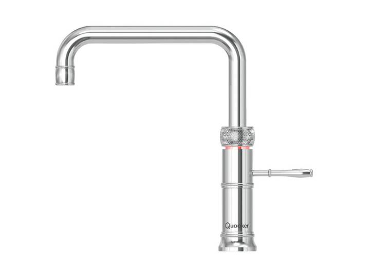 Quooker Küchenarmatur Classic Fusion Square, Chrom, Metall, 5x29.1x25.1 cm, Made in Europe, flexible Anschlussschläuche, schwenkbarer Auslauf, Trinkwassersystem, Keramikkartusche, für kochendes Wasser geeignet, Sprudelwasser geeignet, Küchen, Küchenausstattung, Küchenarmaturen