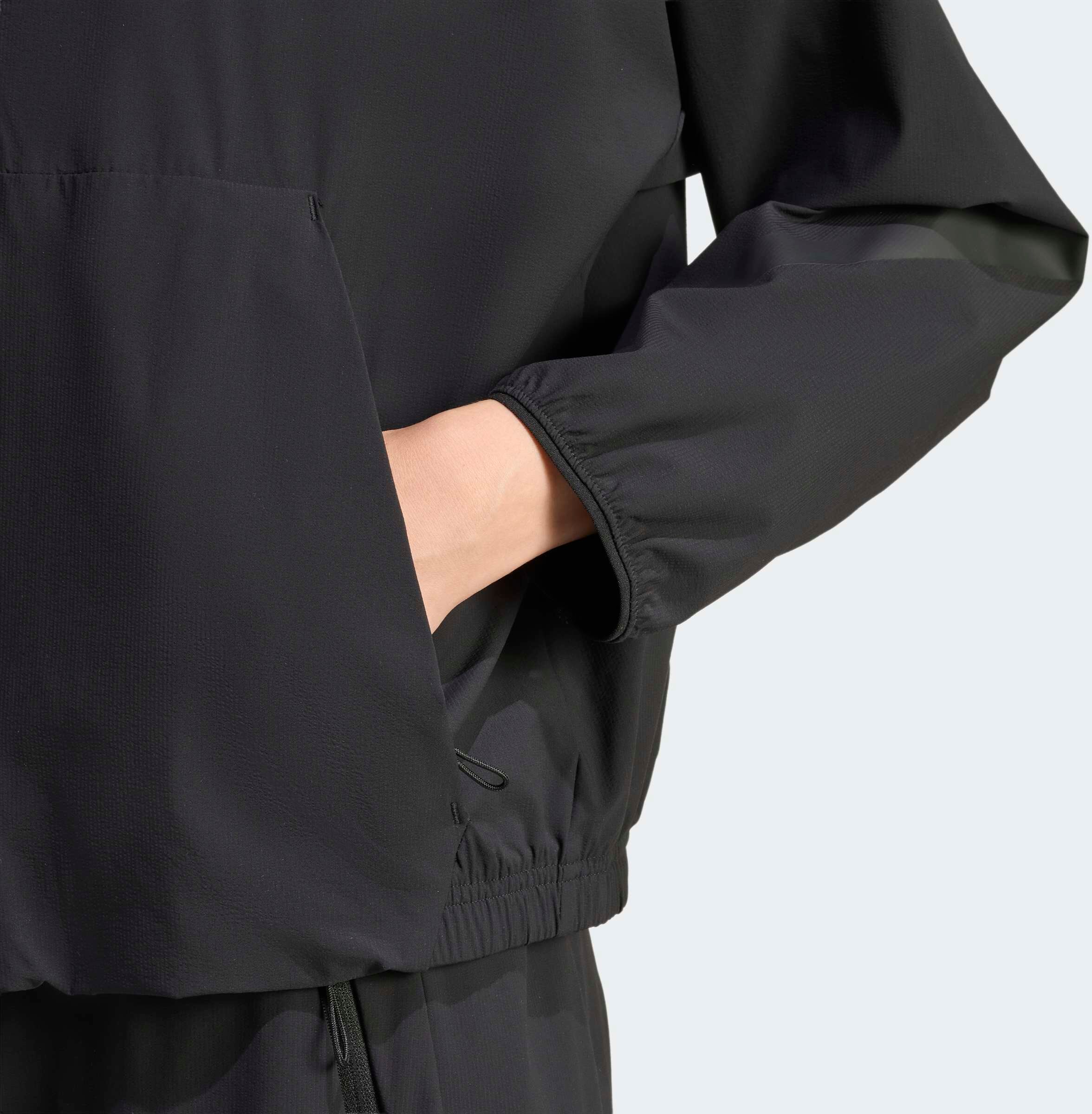 Sweatjacke ADIDAS SPORTSWEAR "ADIDAS Z.N.E. WOVEN ORIGINALS", Damen, Gr. L, schwarz, Obermaterial: 85% Polyamid, 15% Elasthan, angesetztes Bündchen, Sweatjacken Sweatjacke