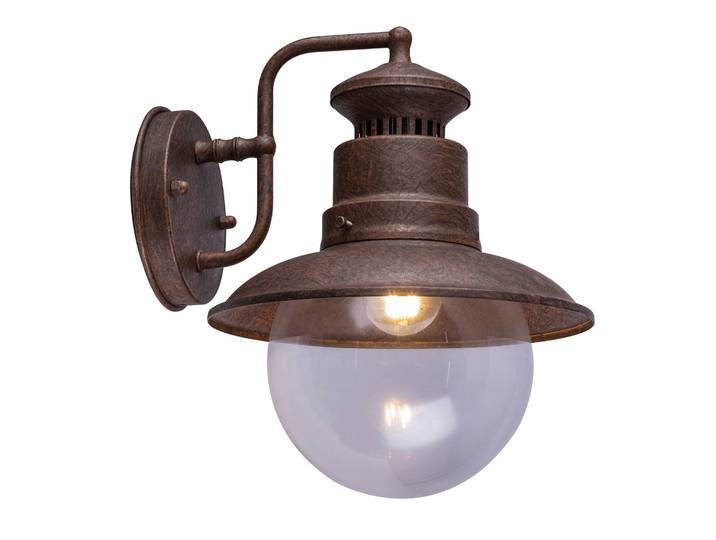 Globo Aussenwandleuchte Sella, dimmbar, braun / rost, Metall, Vintage, Wandleuchte außen