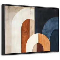 LEINWAND Bilder mit Rahmen - Abstrakt - Formen - Dunkelblau - 40x30