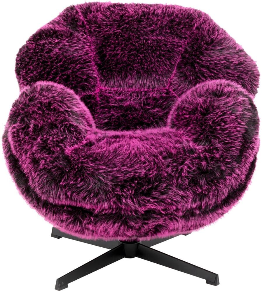 Kare Design Fauteuil pivotant à poils longs violets Violet 76x82x86cm