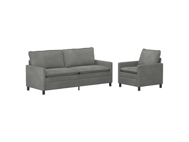 Makastle Sofa Couch 2er Set Dunkelgrau Samt