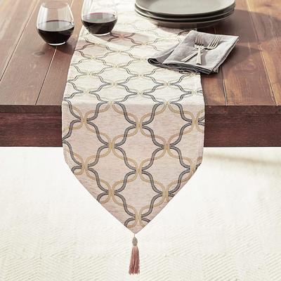 Violet Linen Signature Chenille Diamond Pattern Polyester Table Runner