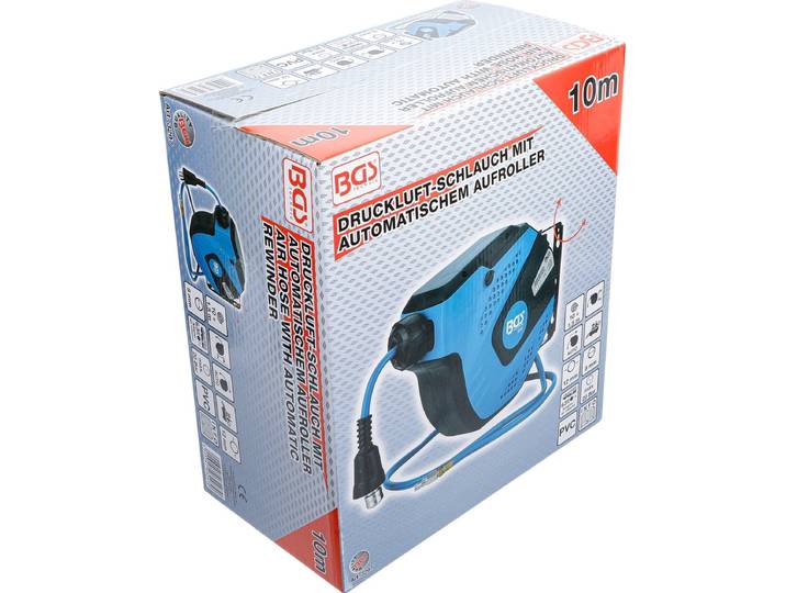 BGS Persluchtslang met oproller automatisch 10 meter