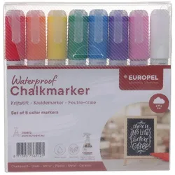 Europel Kreidemarker 1-6mm gemischte Farben PVC Etui 8 Stk, 356512