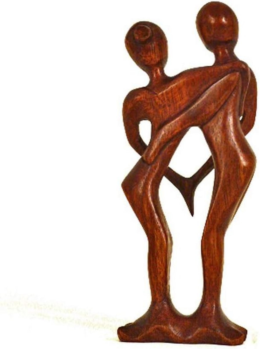 Abstract houten figuur handgesneden decoratie bruin Hoogte: 30 cm