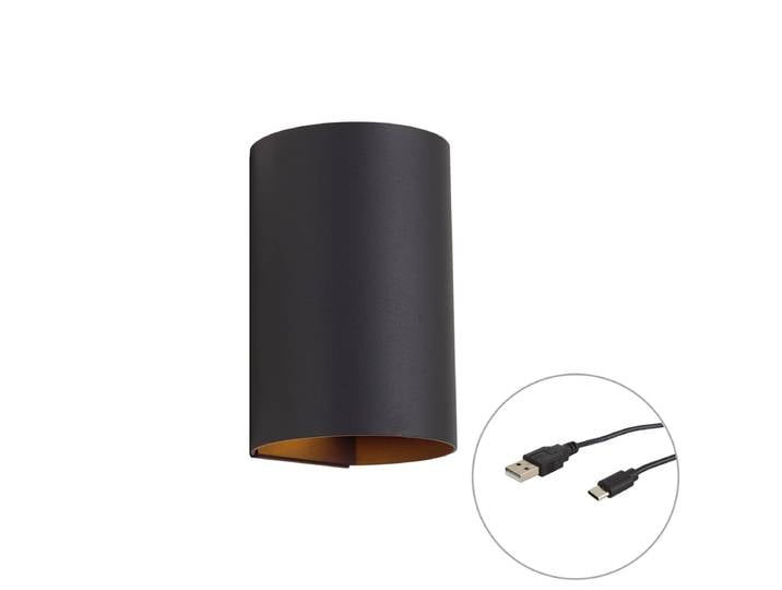 Applique murale moderne noire avec LED intégrée, dimmable 3