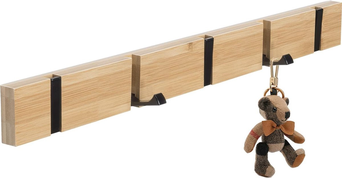 Clord Houten Wandkapstok met 5 beweegbare haken - Breedte: 42 cm