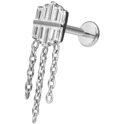 Premium Titan Labret mit Innengewinde KRISTALLCHILD + 3 KETTEN