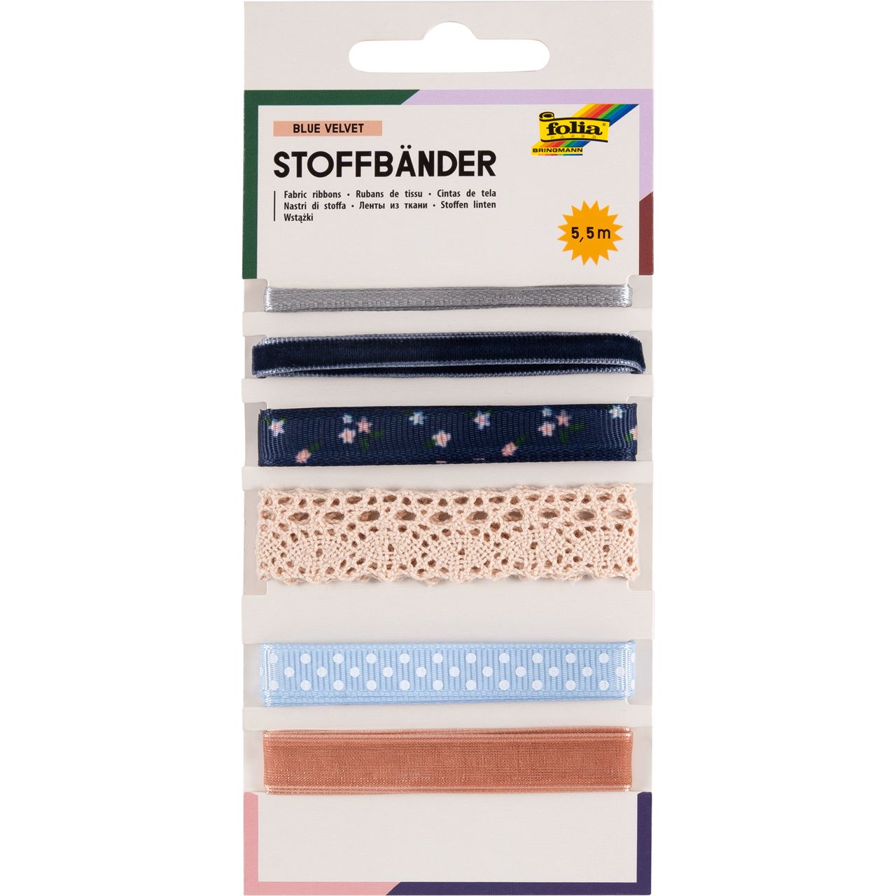 folia Geschenkband Blue Velvet unterschiedlich blau