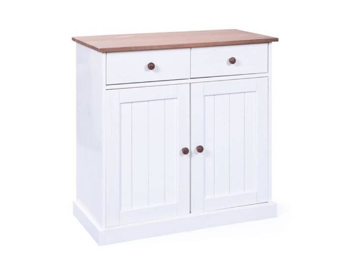 Bahut Bas 2 Portes  Takao  90cm Blanc & Naturel