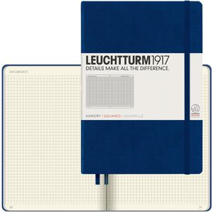 Leuchtturm1917 Notizbuch Medium, Karton Hardcover, Marine, 125 Blatt / 251 Seiten, 80 g/m², kariert, A5