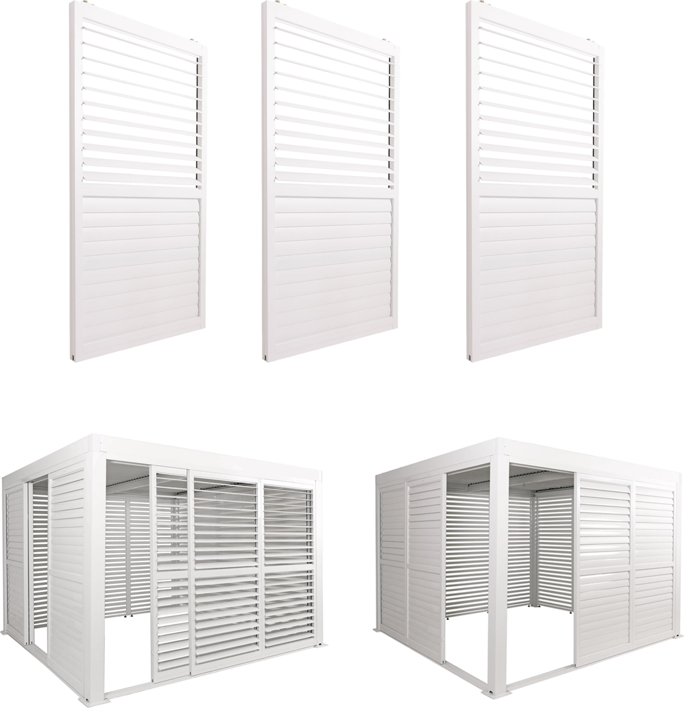 3er-Set Aluminium Schiebetür für Pergola MCW-L46, Terrassenüberdachung, Lamellenpaneel Modul, 206x272cm weiß