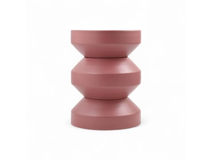 Bout de canapé rond en métal framboise