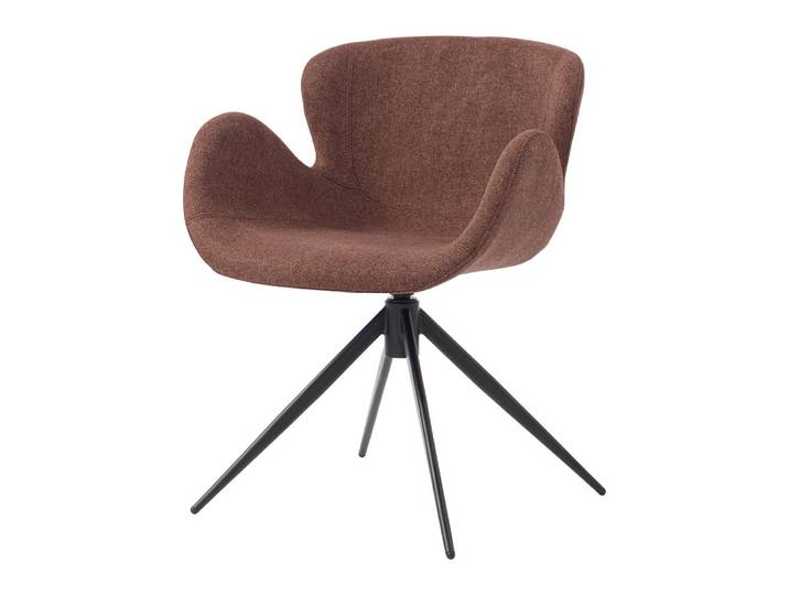 Chaise repas accoudoir tissu rouge lie de vin