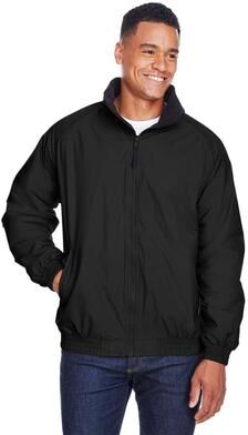 Harriton M740 Fleece Lined Nylon Jacket in Black size XS