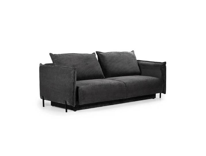 Canapé 3 places convertible velours côtelé gris anthracite – BEATRICE Meubletmoi