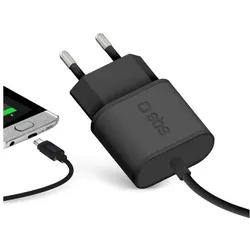 SBS Micro USB-Reiseladegerät 2100 mAh (10 W, 1 Port), USB Ladegerät, Schwarz
