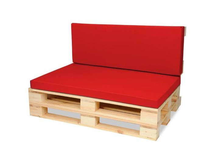 Matelas Coussin Dossier pour Palette Canapé 120x80 cm et Appui 120x40 - Rouge - SuperKissen24