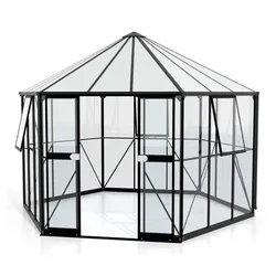 Vitavia Gewächshaus Pavillion 9 m2 inkl. Fundamentrahmen - 383x333x284cm - schwarz -