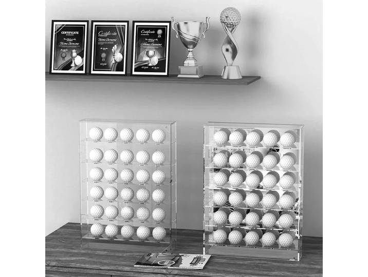 Nouveau convient aux 20 et 30 vitrines de balles de golf, vitrines murales, étagères et vitrines de clubs de golf en acrylique