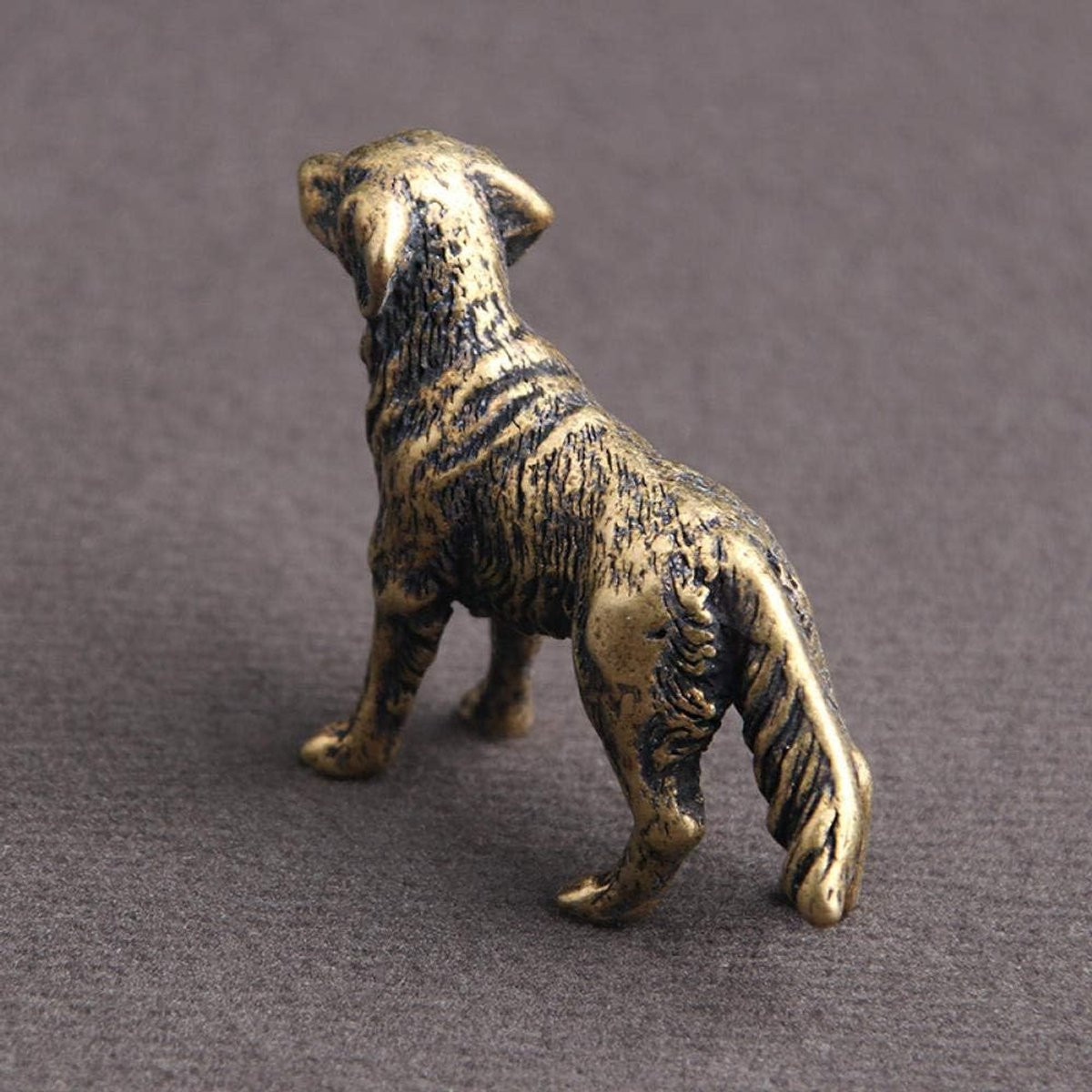 Koperen beeldje hond - Miniatuur ornament voor bureau decoratie