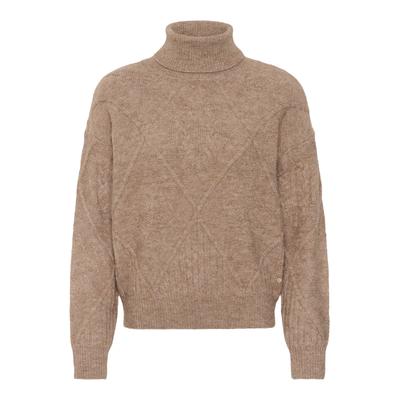 Strickpullover CREAM "Cream Strickpullover CRGloria", Damen, Gr. M, braun (fossil melange), Pullover Strickpullover