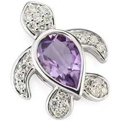 GOLDSCHMUCK FÜR MICH Schildkröten-Anhänger 21 Brillanten 0,07ct 1 Amethyst ca. 0,35ct Gold 375