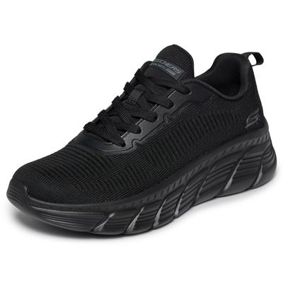 Sneaker SKECHERS "BOBS B FLEX HI-FLYING HI", Damen, Gr. 37, Textil, schwarz (schwarz unifarben), Schuhe Sneaker, Trainingsschuh, Schnürschuh, Freizeitschuh in veganer Verarbeitung