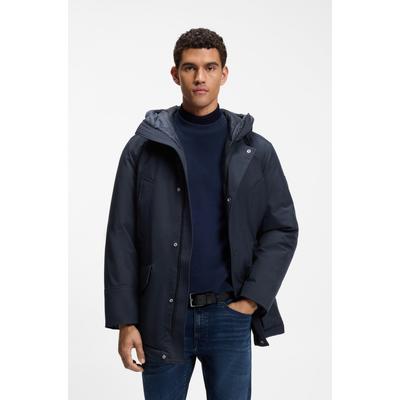 Parka BOSS ORANGE "Osiass1", Herren, Gr. 56, blau (dunkelblau404), Web, Obermaterial: 100% Polyester, unifarben, relaxed fit Po-bedeckend, Jacken Parka, im Relaxed Fit, wasserabweisend